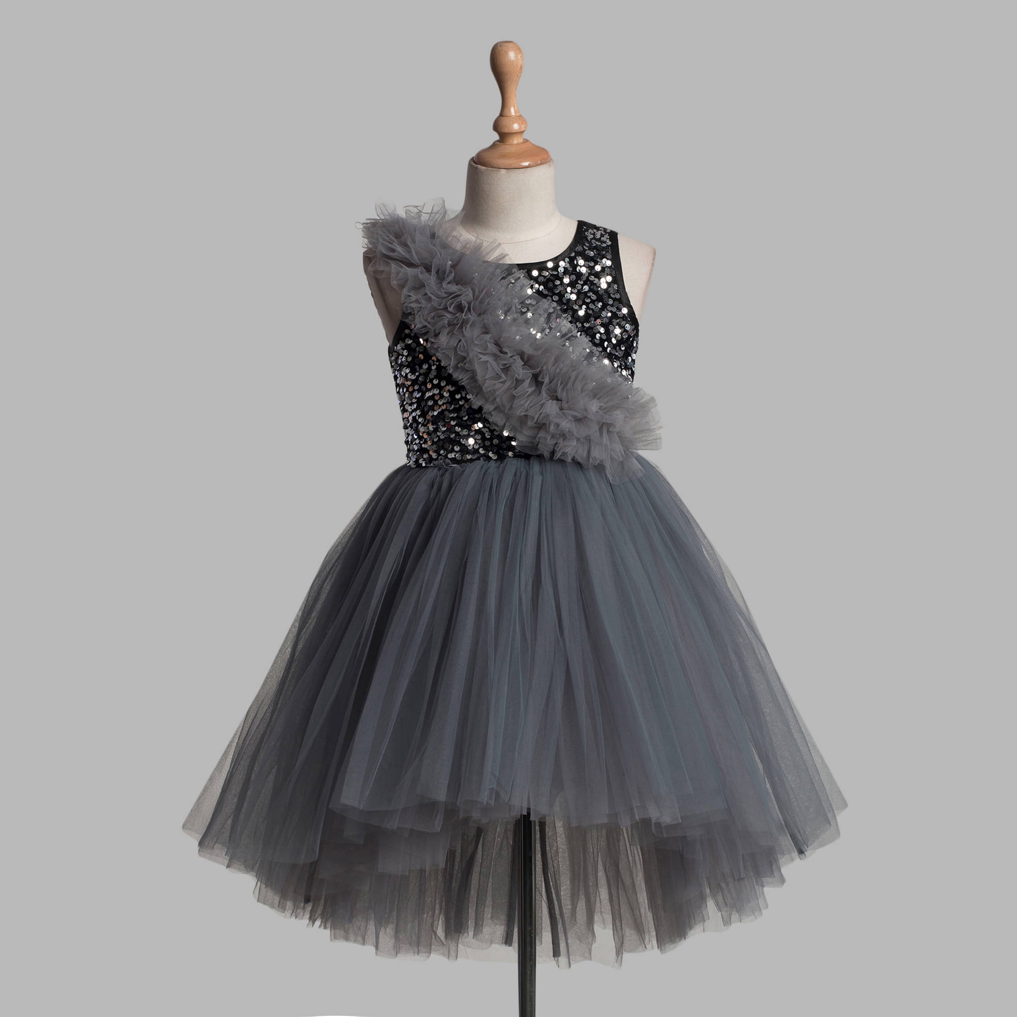     			Toy Balloon Kids Net Frock For Girls ( Pack of 1 , Grey )