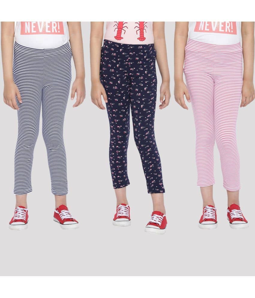 Ariel Pack of 3 Girls Cotton Leggings ( Pink )