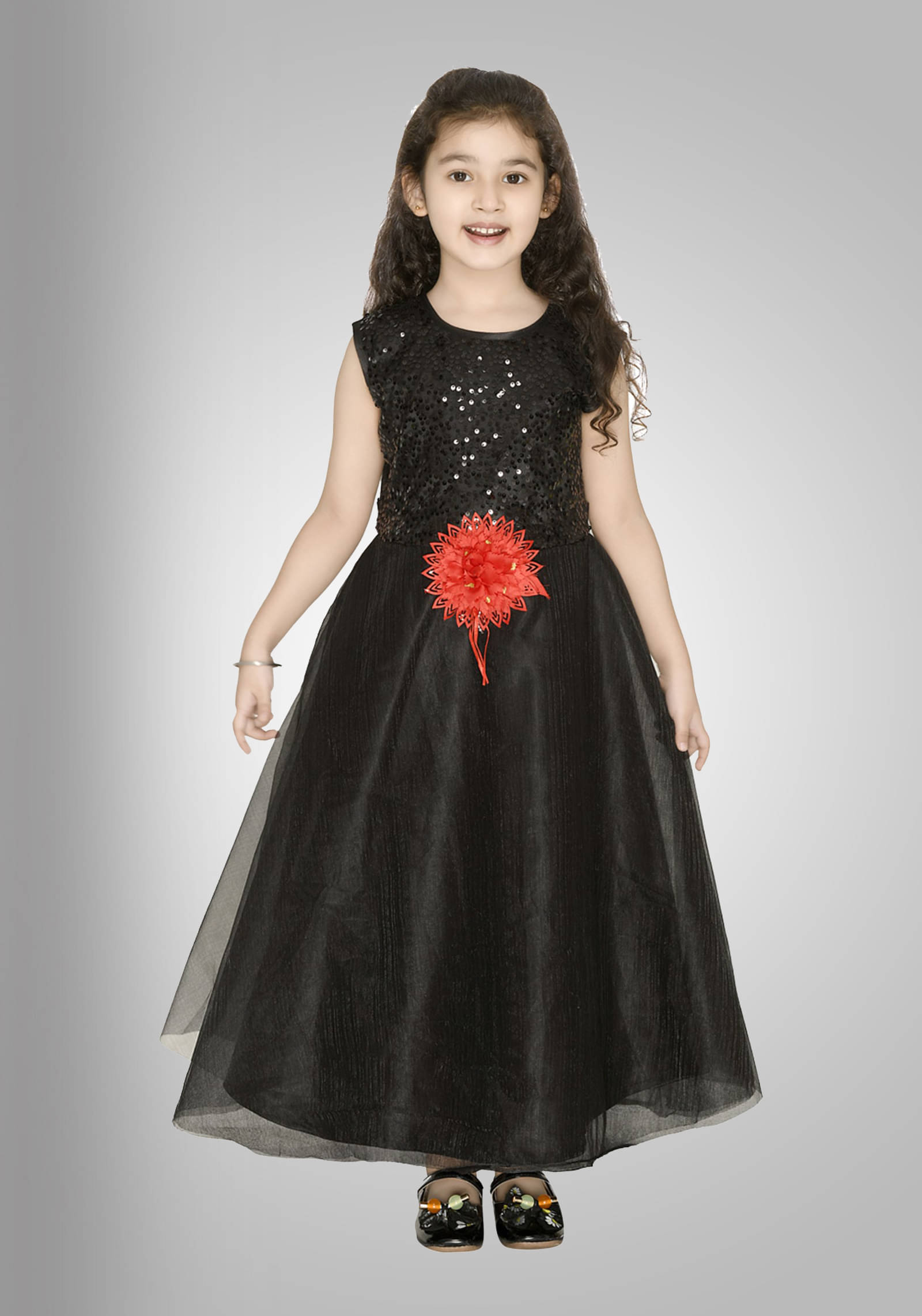 Arshia Fashions Net A-line Dress For Girls ( Pack of 1 , Black ) Arshia Fashions Net A-line Dress For Girls ( Pack of 1 , Black )