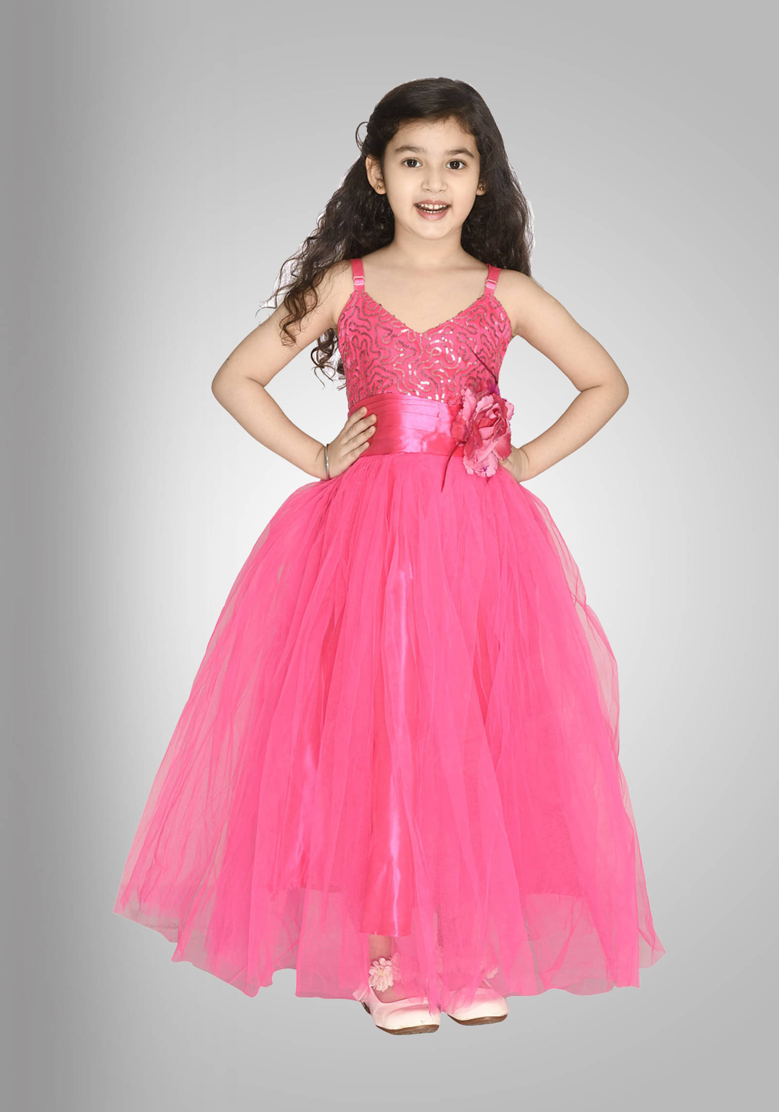 Arshia Fashions Net Gown For Girls ( Pack of 1 , Pink ) Arshia Fashions Net Gown For Girls ( Pack of 1 , Pink )