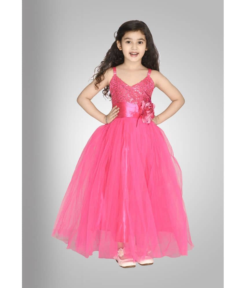 Arshia Fashions Net Gown For Girls ( Pack of 1 , Pink )