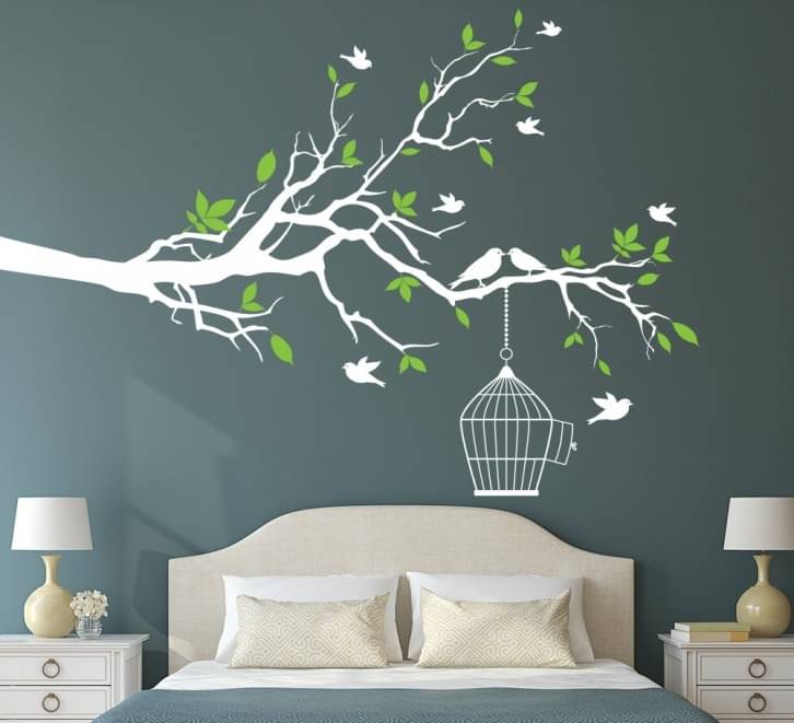 Asmi Collection White Branches Birds and Green Leaves Wall Sticker ( 130 x 155 cms ) Asmi Collection White Branches Birds and Green Leaves Wall Sticker ( 130 x 155 cms )
