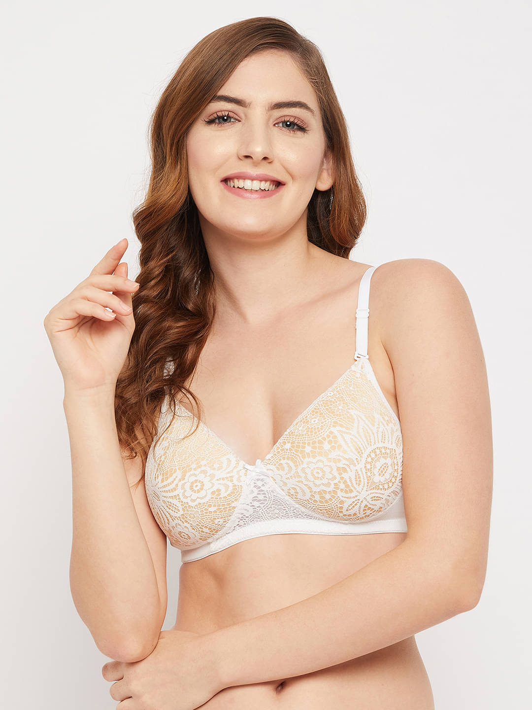     			Clovia Lace Lightly Padded Women's T-Shirt Bra ( White )