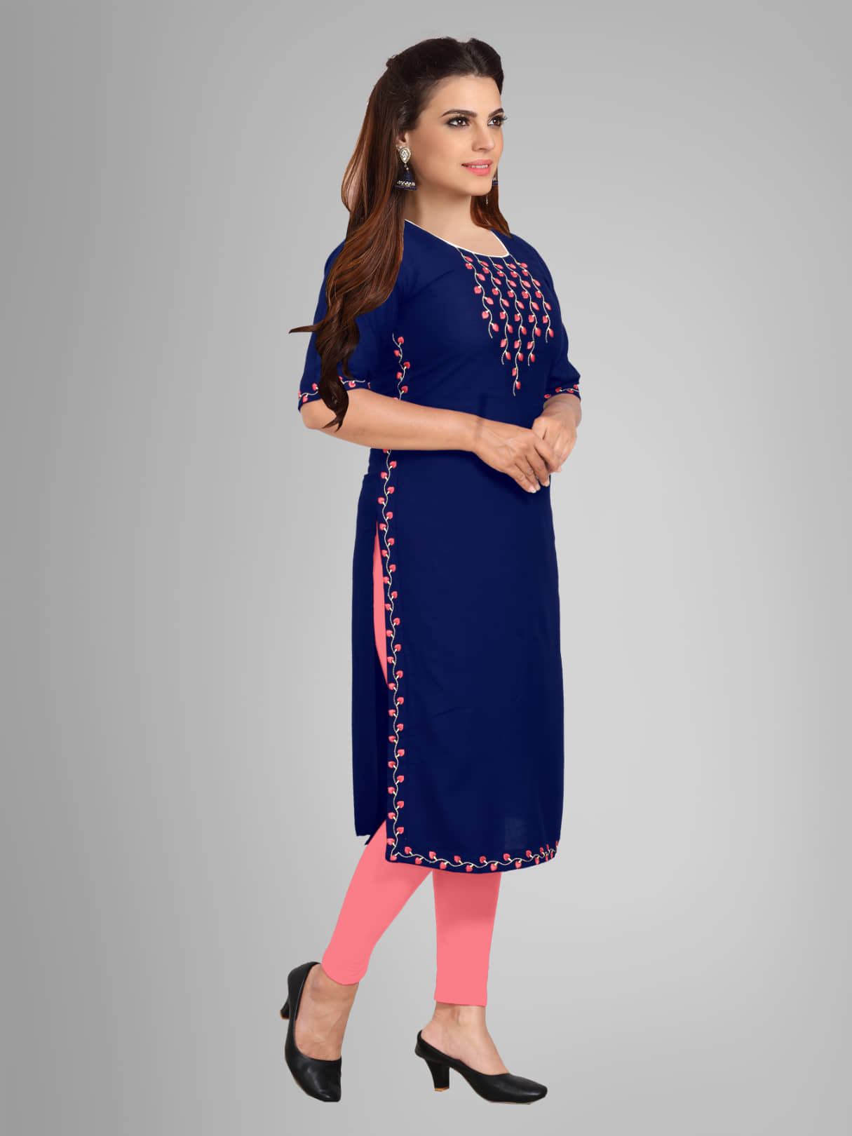Kapadia - Blue Rayon Women's Straight Kurti ( Pack of 1 ) - Kurtis, Tunics | Buy online on ZillyBuy