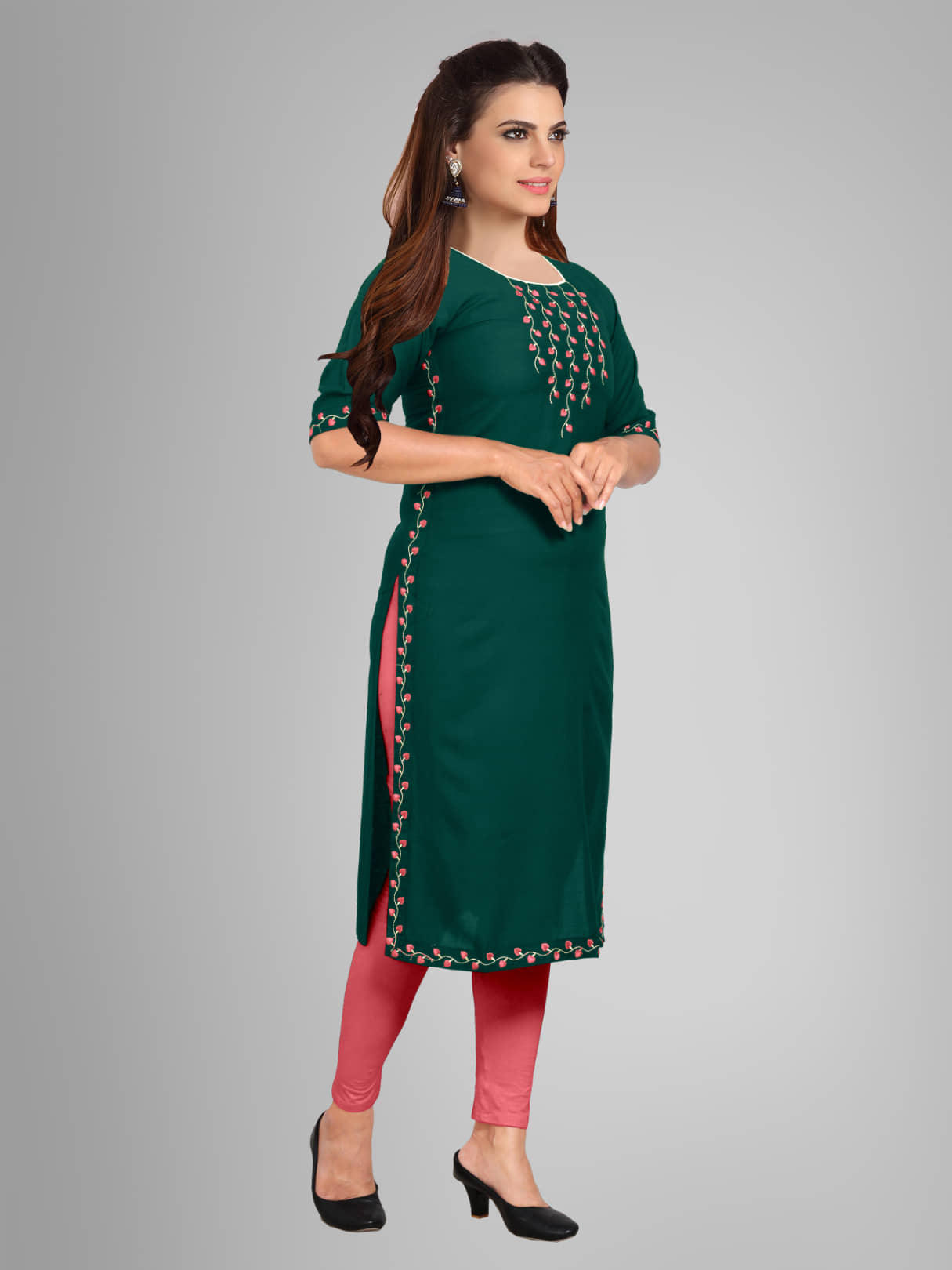 Kapadia - Green Rayon Women's Straight Kurti ( Pack of 1 ) - Kurtis, Tunics | Buy online on ZillyBuy