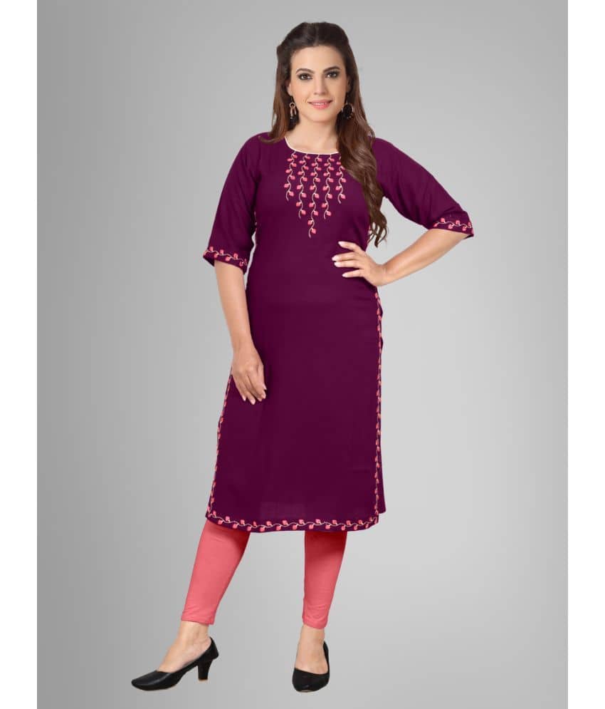 Kapadia - Wine Rayon Women's Straight Kurti ( Pack of 1 ) - Kurtis, Tunics | Buy online on ZillyBuy