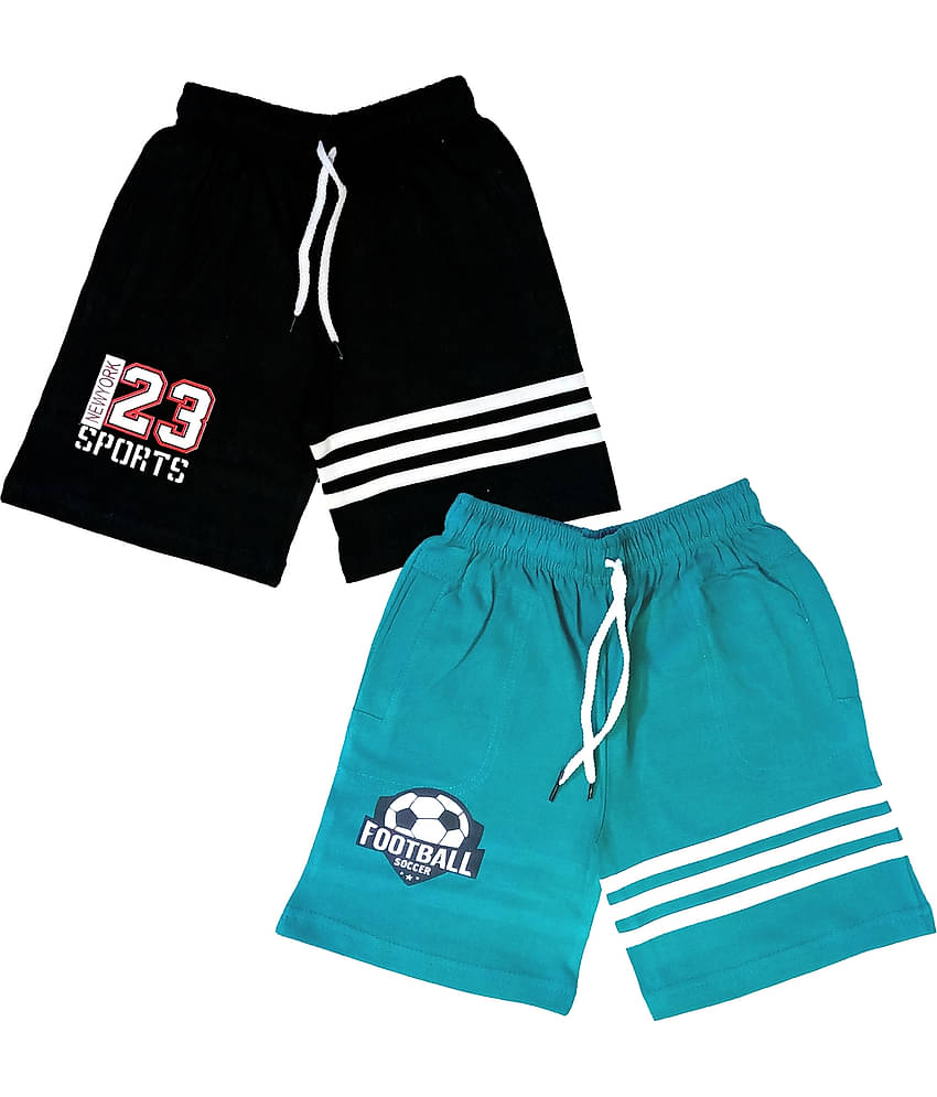 atlans Pack of 2 Cotton Blend Shorts For Boys ( Black )