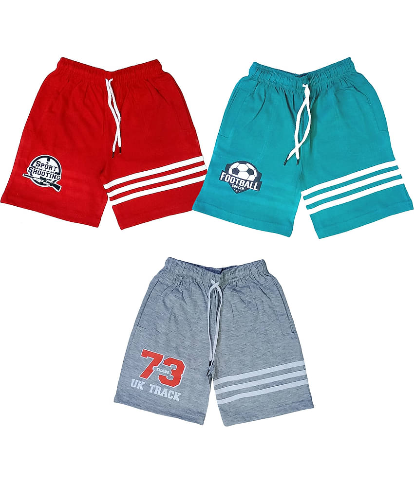 atlans Pack of 3 Cotton Blend Shorts For Boys ( Red )
