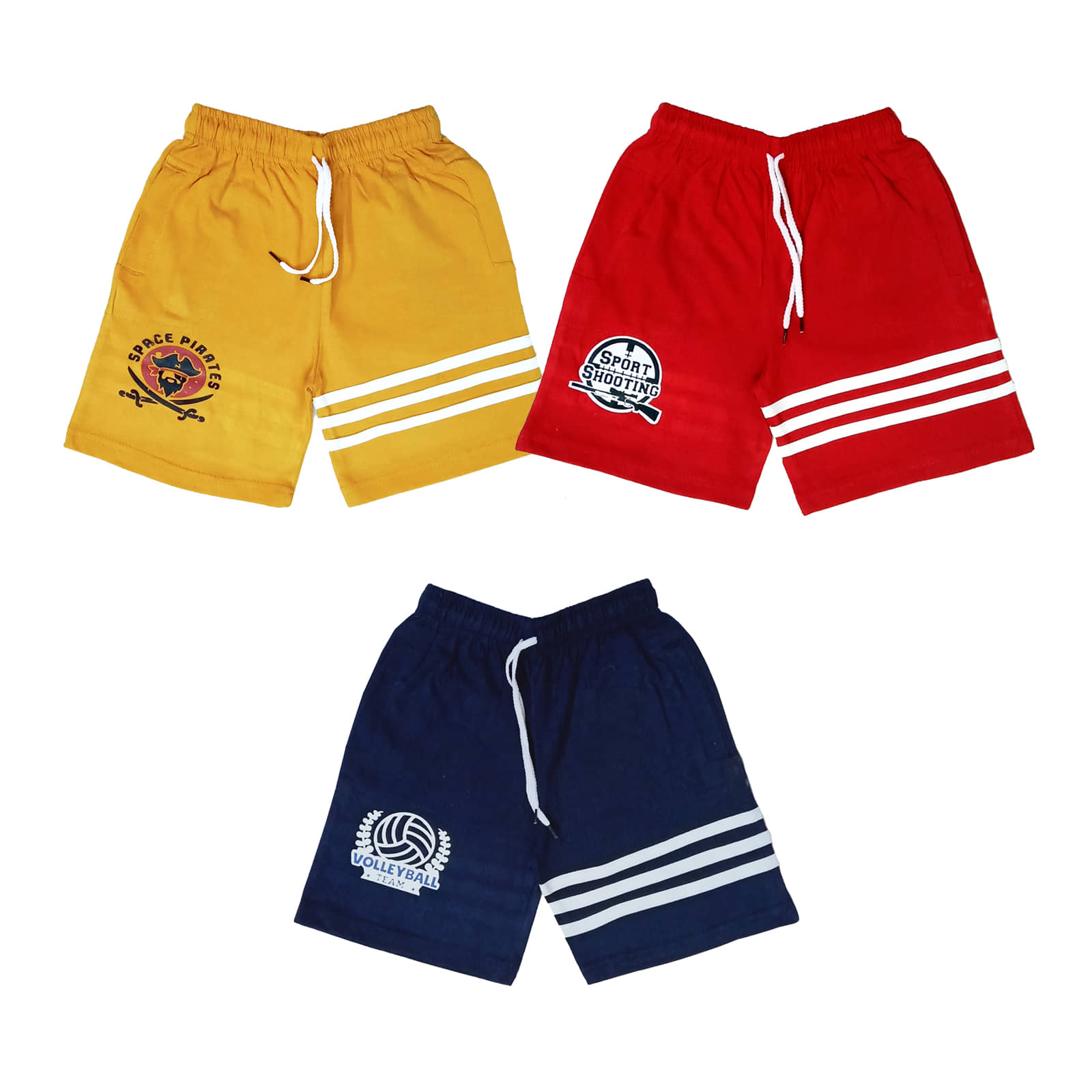 atlans Pack of 3 Cotton Blend Shorts For Boys ( Yellow ) - Shorts | Buy online on ZillyBuy
