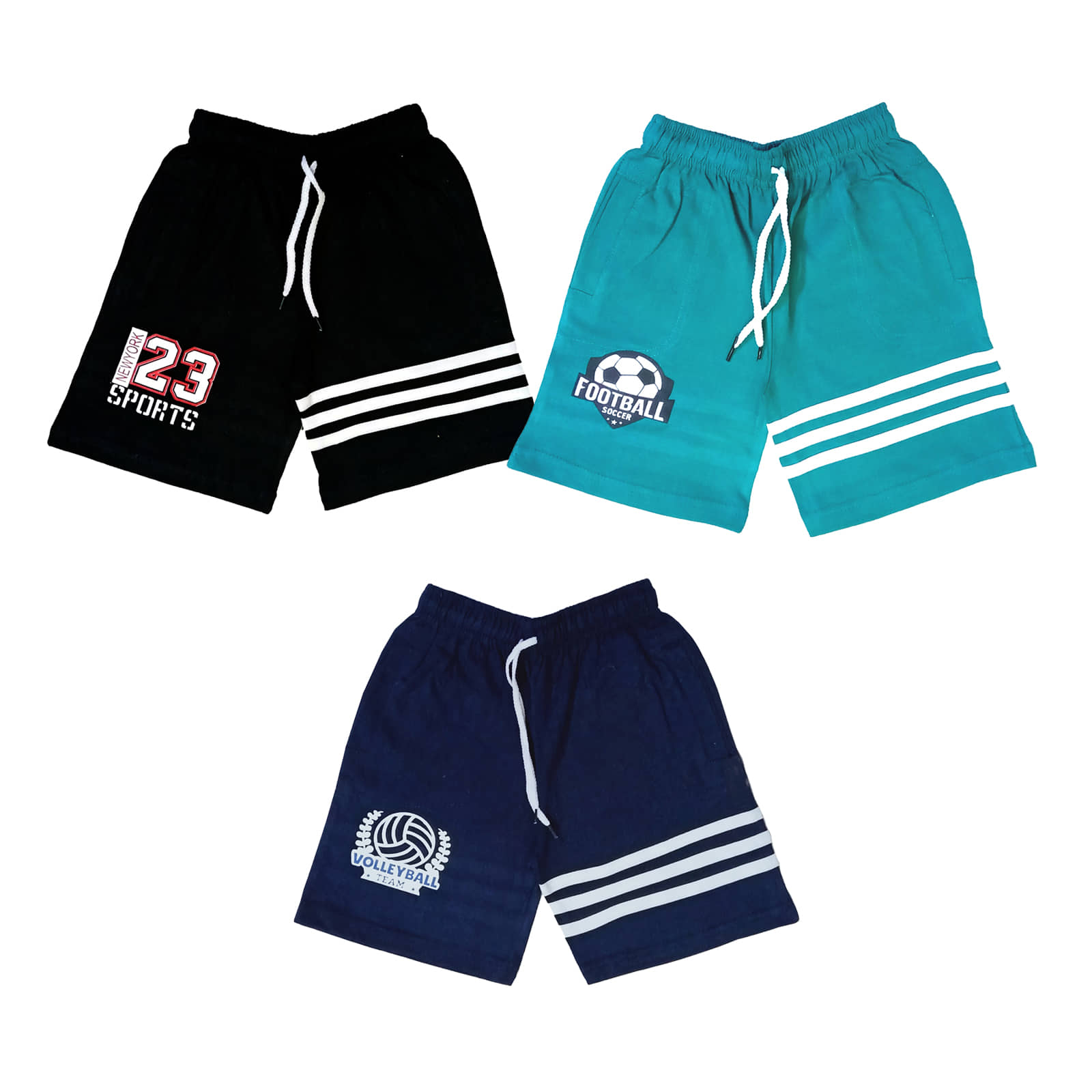 atlans Pack of 3 Cotton Blend Shorts For Boys ( Black ) - Shorts | Buy online on ZillyBuy