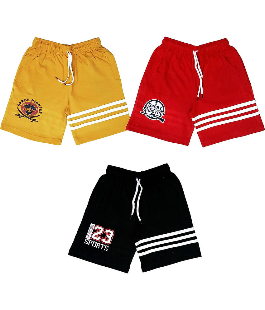atlans Pack of 3 Cotton Blend Shorts For Boys ( Yellow )