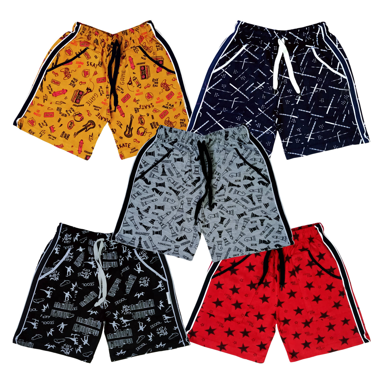 atlans Pack of 5 Cotton Blend Shorts For Boys ( Red ) - Shorts | Buy online on ZillyBuy