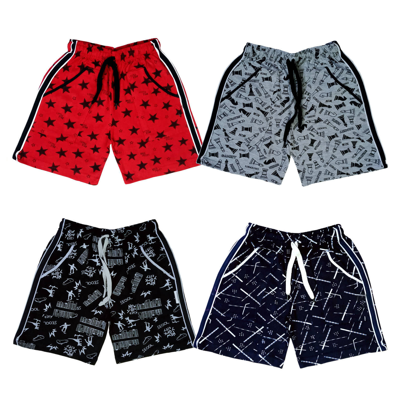 atlans Pack of 4 Cotton Blend Shorts For Boys ( Red ) - Shorts | Buy online on ZillyBuy