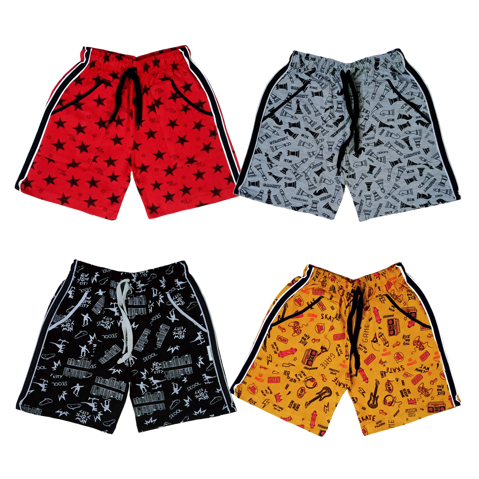 atlans Pack of 4 Cotton Blend Shorts For Boys ( Red ) - Shorts | Buy online on ZillyBuy