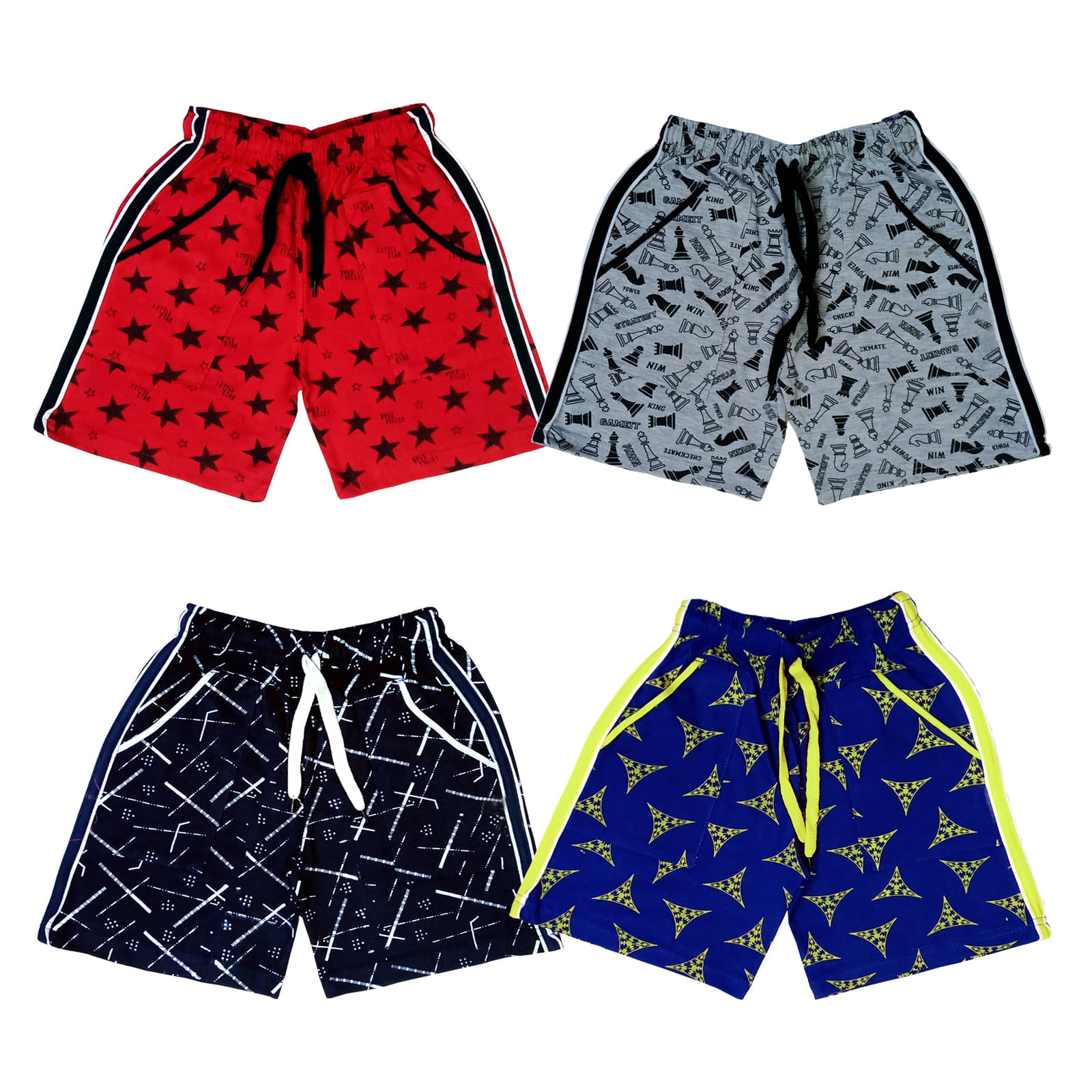 atlans Pack of 4 Cotton Blend Shorts For Boys ( Red ) - Shorts | Buy online on ZillyBuy