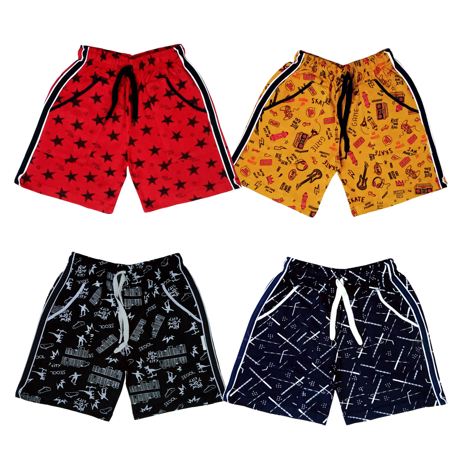 atlans Pack of 4 Cotton Blend Shorts For Boys ( Red ) - Shorts | Buy online on ZillyBuy