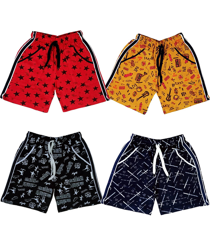 atlans Pack of 4 Cotton Blend Shorts For Boys ( Red )