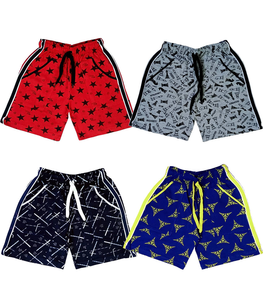 atlans Pack of 4 Cotton Blend Shorts For Boys ( Red )