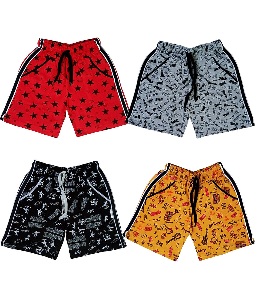 atlans Pack of 4 Cotton Blend Shorts For Boys ( Red )
