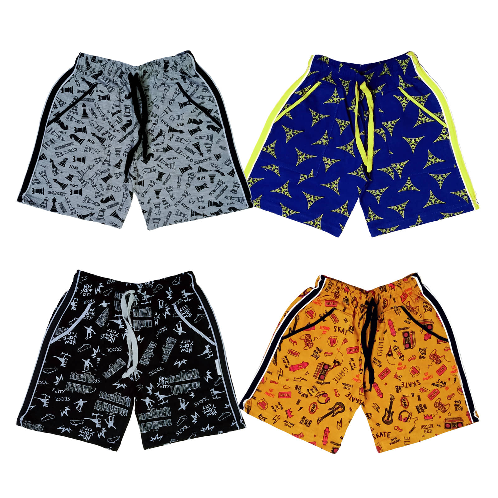 atlans Pack of 4 Cotton Blend Shorts For Boys ( Black ) - Shorts | Buy online on ZillyBuy