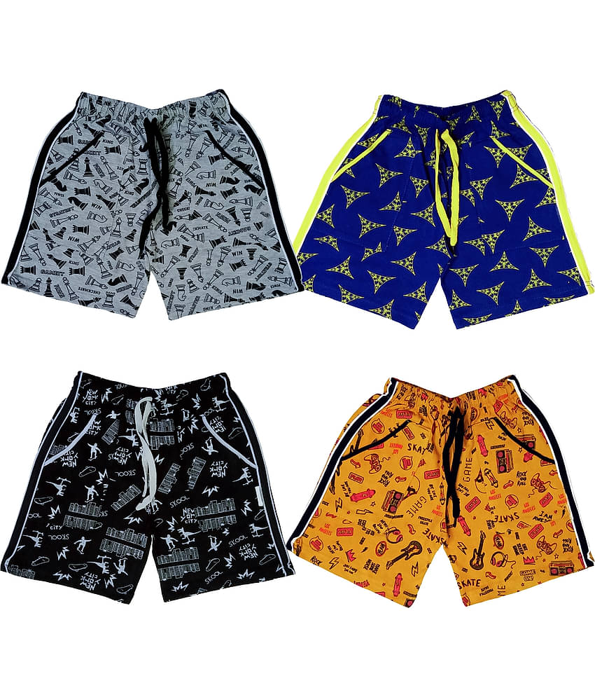 atlans Pack of 4 Cotton Blend Shorts For Boys ( Black )