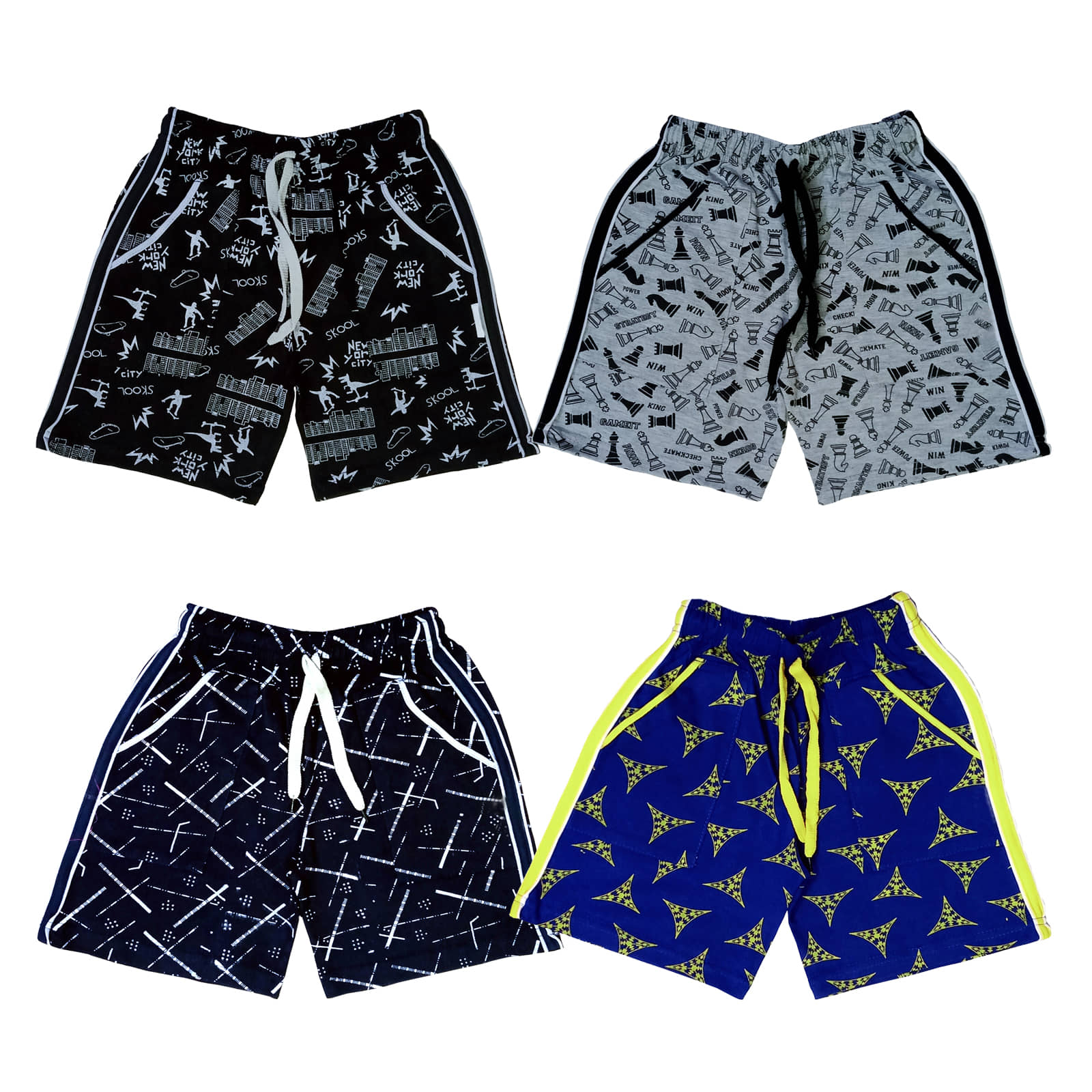 atlans Pack of 4 Cotton Blend Shorts For Boys ( Black ) - Shorts | Buy online on ZillyBuy
