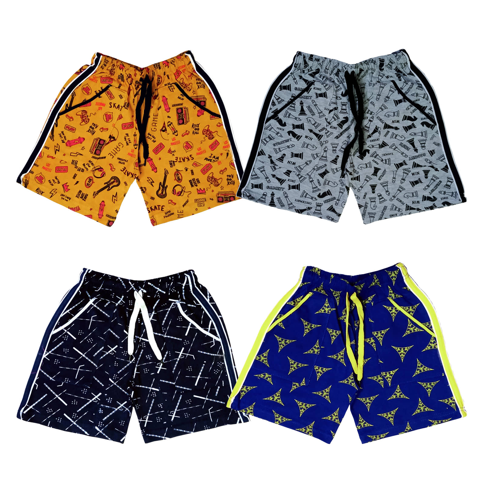 atlans Pack of 4 Cotton Blend Shorts For Boys ( Gray ) - Shorts | Buy online on ZillyBuy