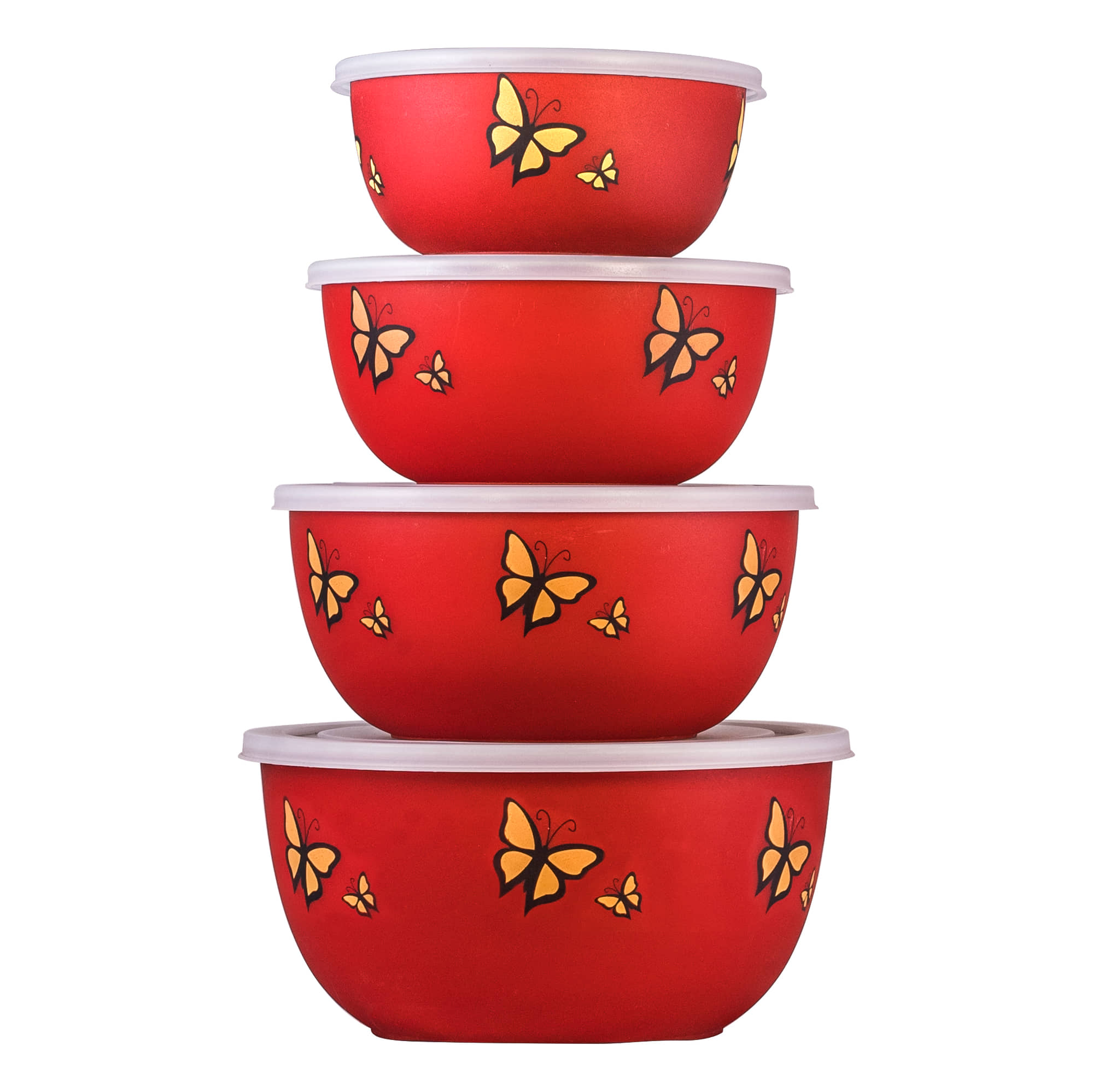 Kitchen Zest - Red Steel Food Container ( Pack of 4 )