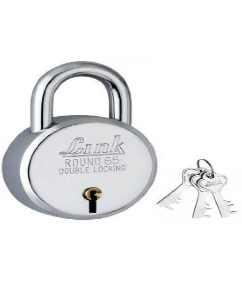 Link Lock Steel Round 65mm Double Locking with 3 Keys, Keys are not Interchangeable Security Ensured Padlock Pack of 1 Link Lock Steel Round 65mm Double Locking with 3 Keys, Keys are not Interchangeable Security Ensured Padlock Pack of 1