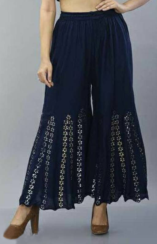     			OMAYA - Navy Blue Rayon Flared Women's Palazzos ( Pack of 1 )