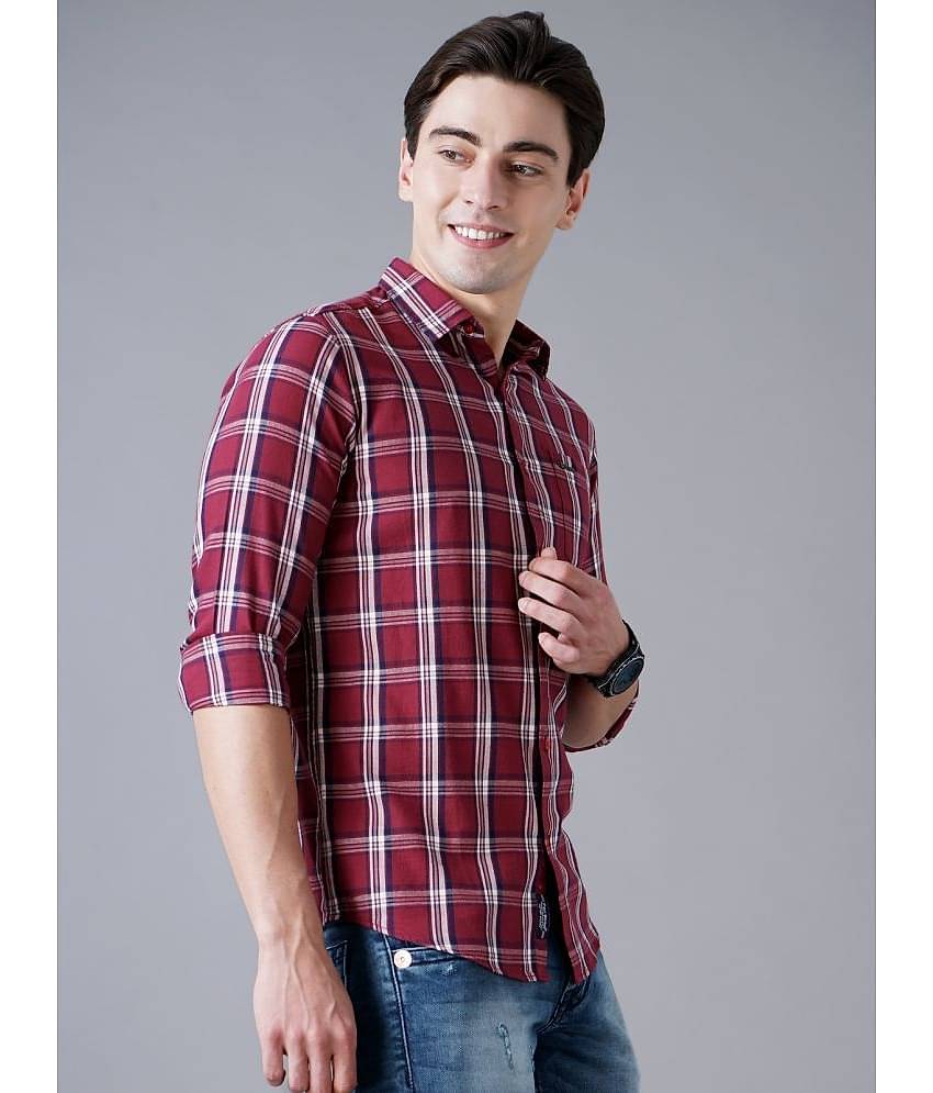Paul Street - Red Cotton Slim Fit Men's Casual Shirt ( Pack of 1 )