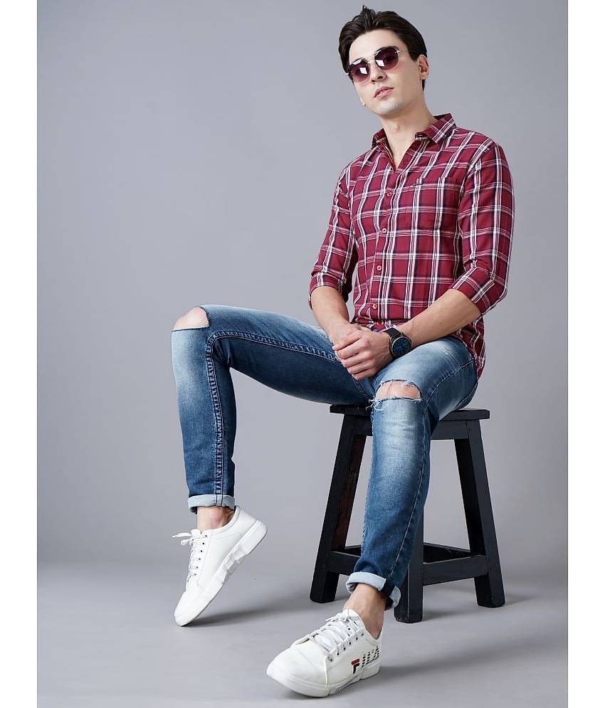 Paul Street - Red Cotton Slim Fit Men's Casual Shirt ( Pack of 1 )