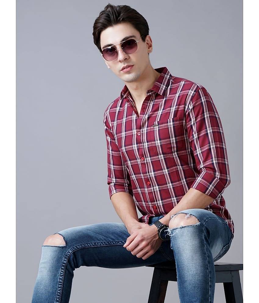 Paul Street - Red Cotton Slim Fit Men's Casual Shirt ( Pack of 1 )