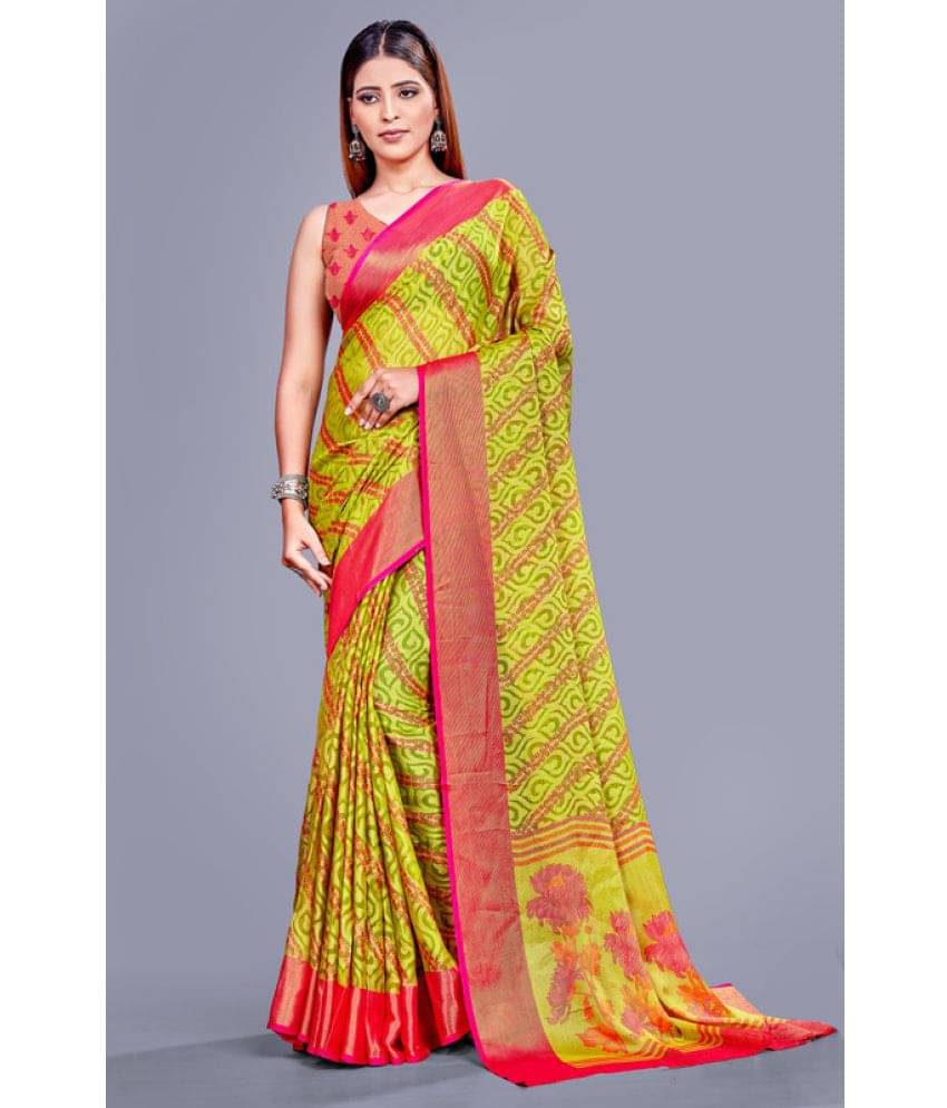     			Sanwariya Silks Brasso Printed Saree With Unstitched Blouse Piece ( Green )