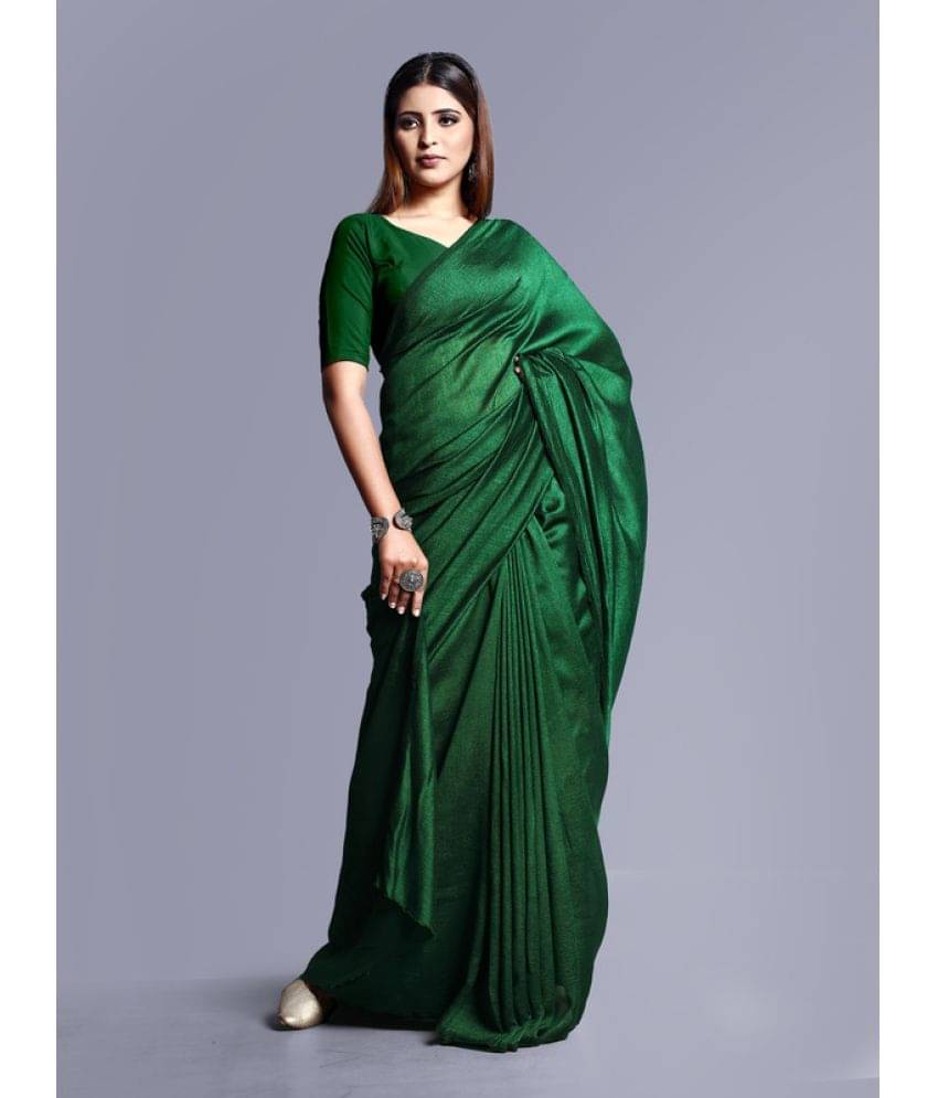     			Sanwariya Silks Georgette Solid Saree With Unstitched Blouse Piece ( Green )
