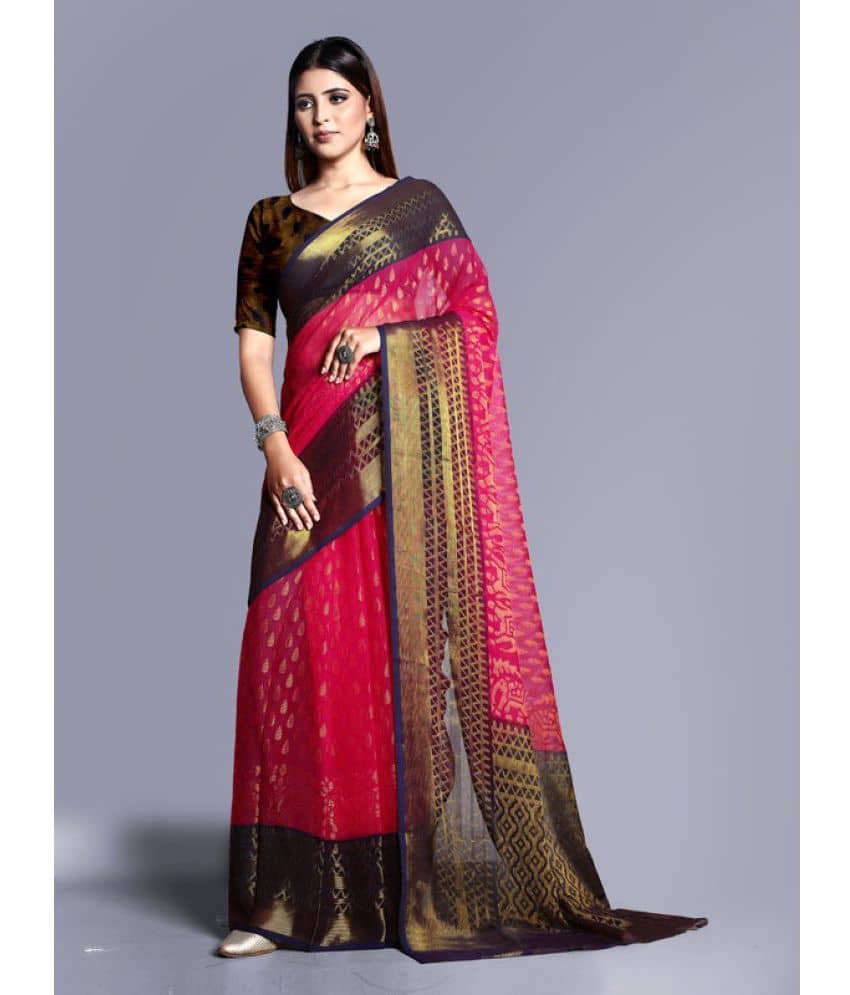 Sanwariya Silks Brasso Embellished Saree With Unstitched Blouse Piece ( Yellow ) - Sarees | Buy online on ZillyBuy