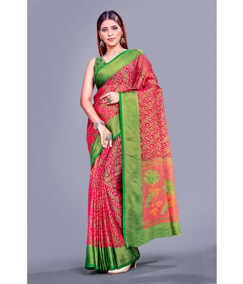 Sitanjali Brasso Printed Saree With Unstitched Blouse Piece ( Light Green ) - Sarees | Buy online on ZillyBuy
