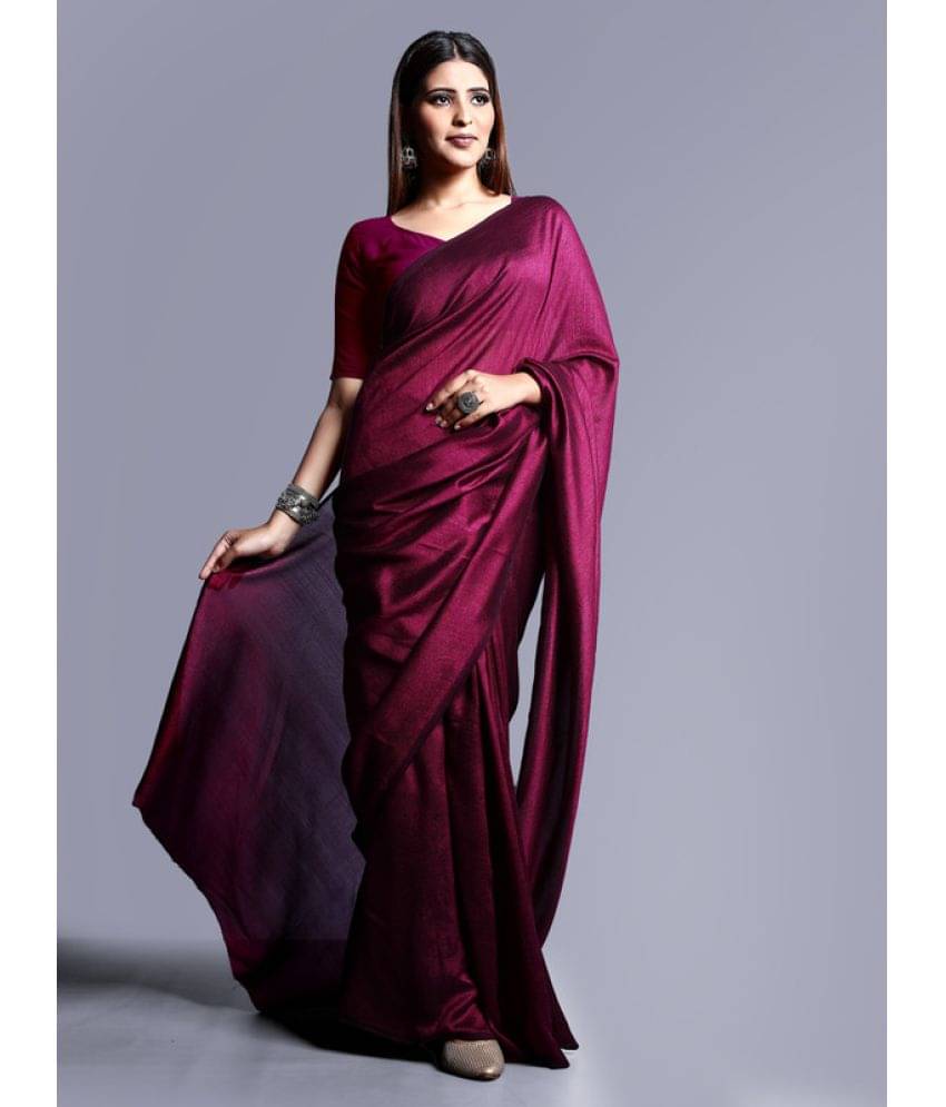 Sitanjali Georgette Solid Saree With Unstitched Blouse Piece ( Wine ) Sitanjali Georgette Solid Saree With Unstitched Blouse Piece ( Wine )