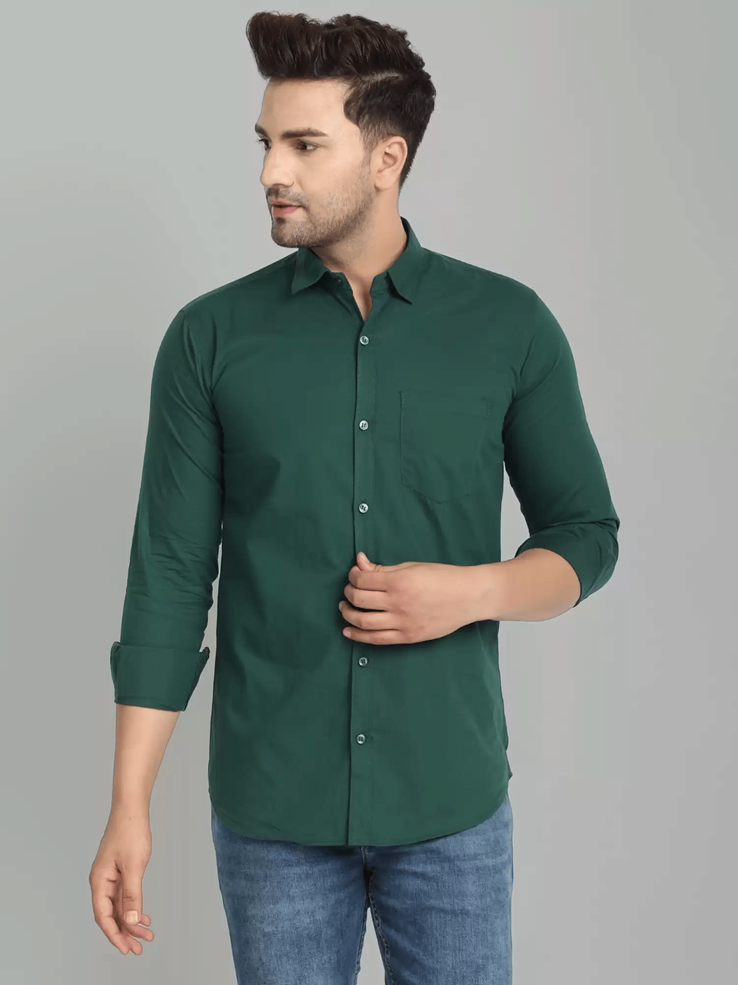 VERTUSY - Green Cotton Regular Fit Men's Casual Shirt ( Pack of 1 )