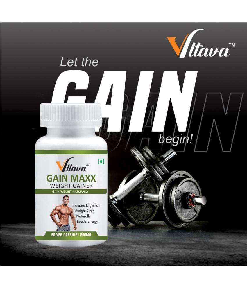 Vltava GAIN MAXX Tablets for Fast Weight & Muscle Gain and Strength | For Under Weight Men And Women 60 mg Unflavoured Single Pack Vltava GAIN MAXX Tablets for Fast Weight & Muscle Gain and Strength | For Under Weight Men And Women 60 mg Unflavoured Single Pack