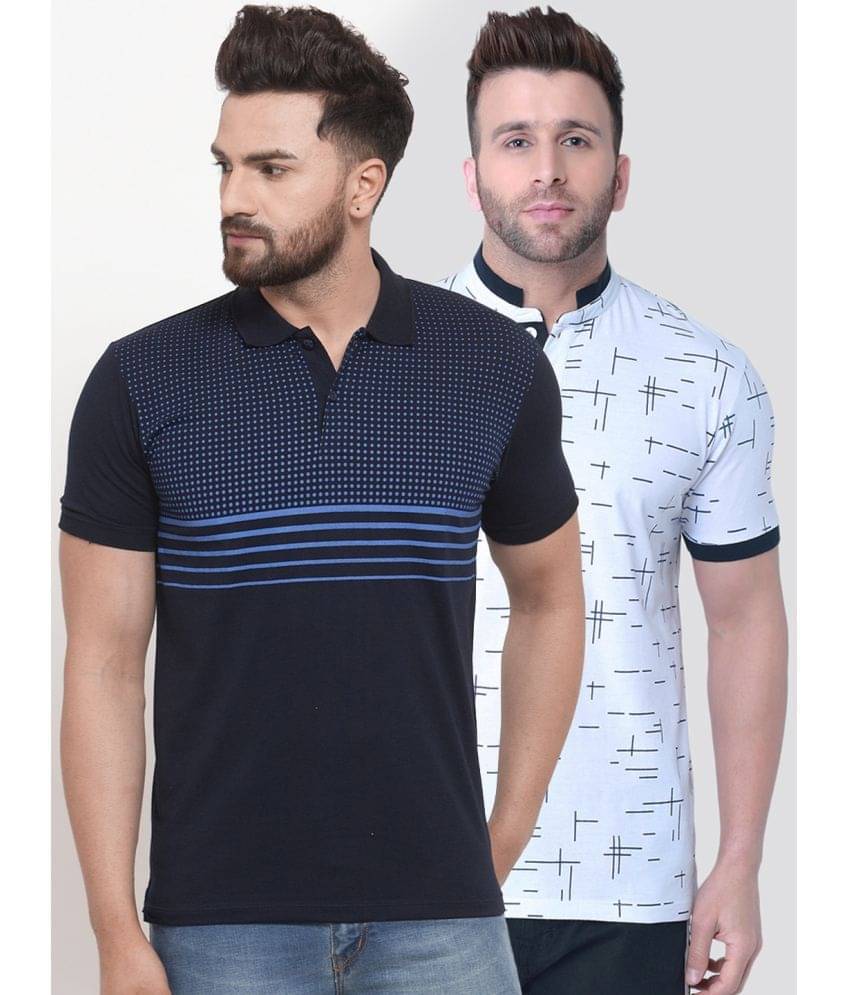     			Wild West Pack of 2 Cotton Blend Regular Fit Printed Half Sleeves Men's Polo T Shirt ( Multicolor )