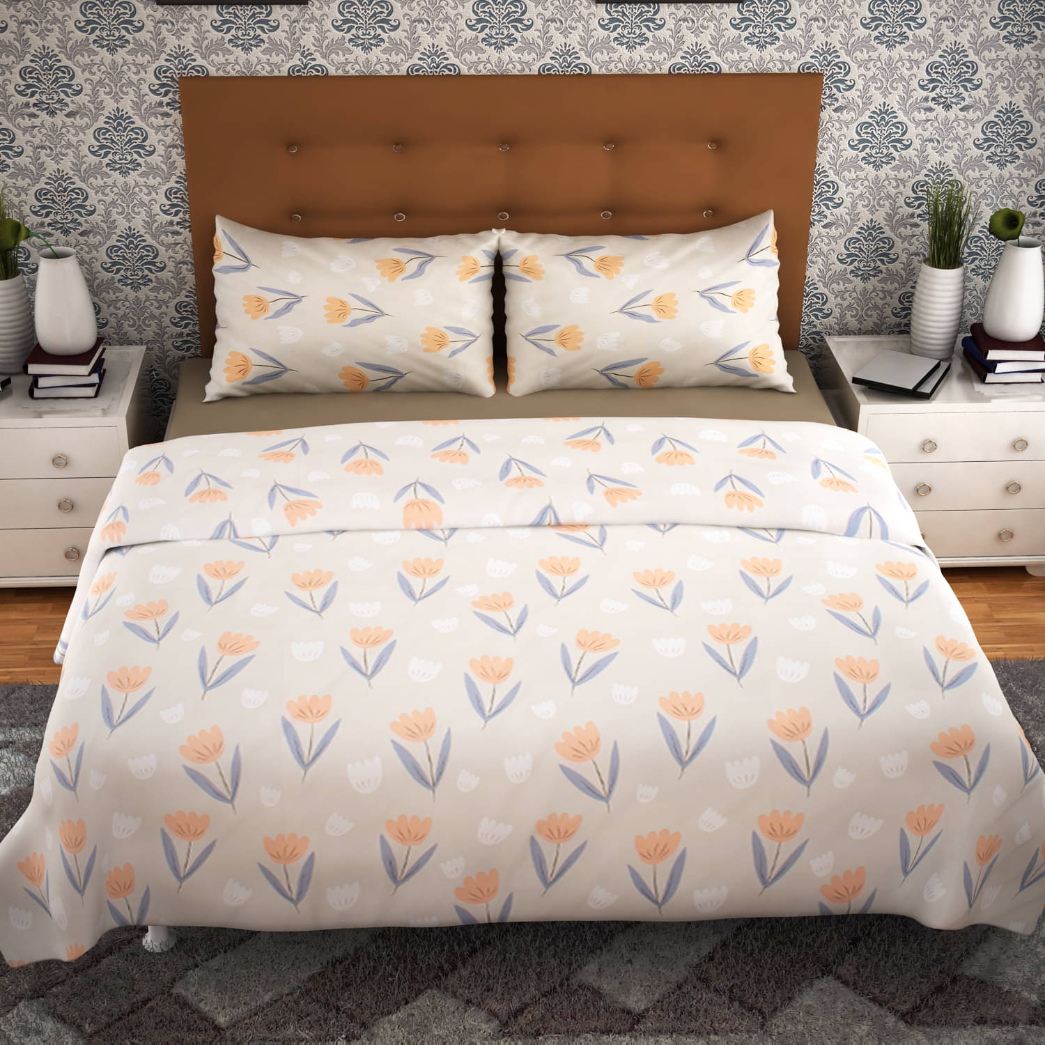     			elite india Poly Cotton Queen Bedsheet ( Multicolor )