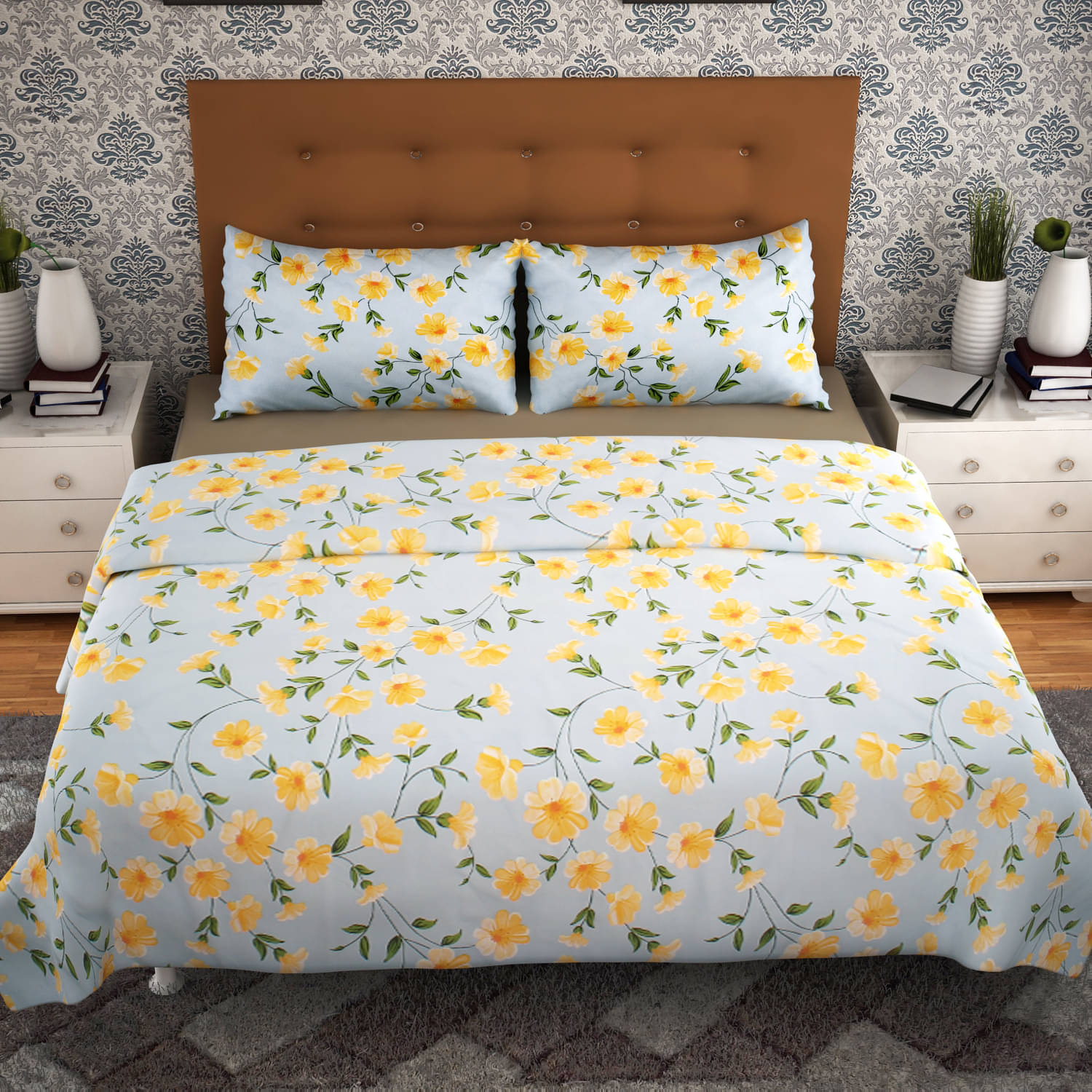     			elite india Poly Cotton Queen Bedsheet ( Multicolor )