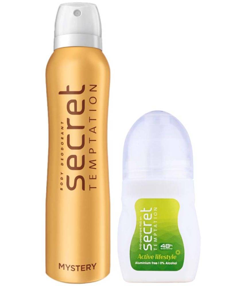     			secret temptation Active Lifestyle Roll-on 50ml & Mystery Deodorant 150ml, Pack of 2 for Women (2 Items in the set)