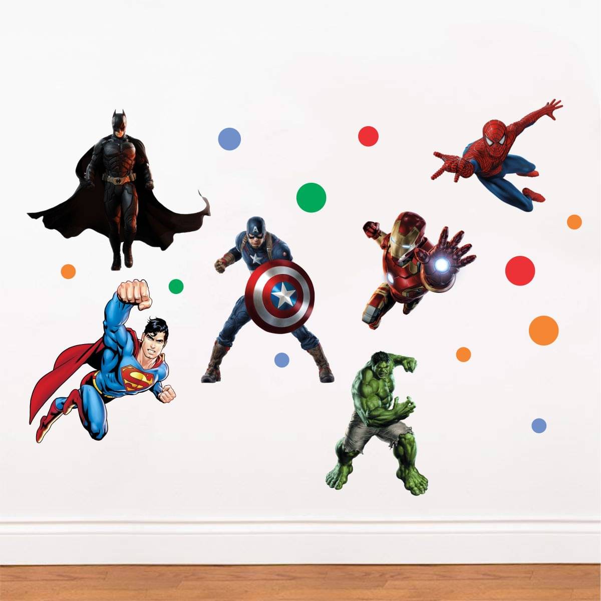     			Asmi Collection Super Heroes Wall Sticker ( 150 x 150 cms )