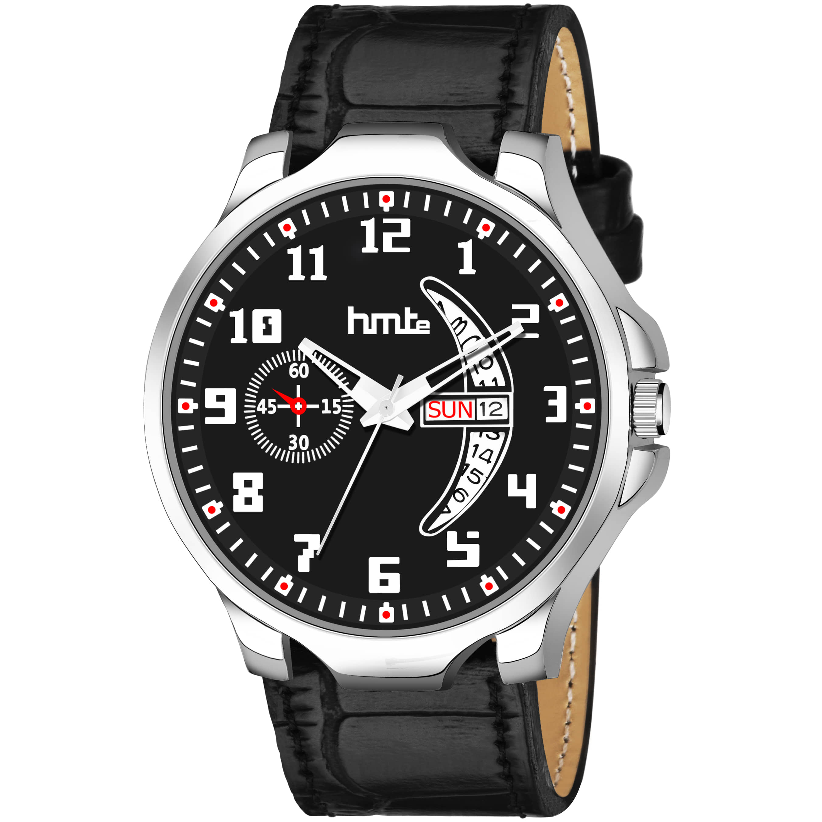 HMTe - Black Leather Analog Men's Watch
