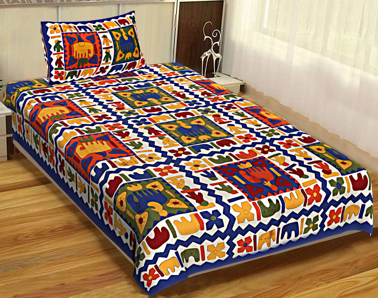 Uniqchoice Cotton Single Bedsheet ( Blue ) Uniqchoice Cotton Single Bedsheet ( Blue )