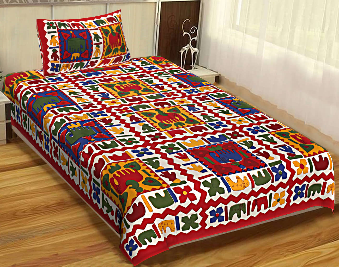 Uniqchoice Cotton Single Bedsheet ( Orange )