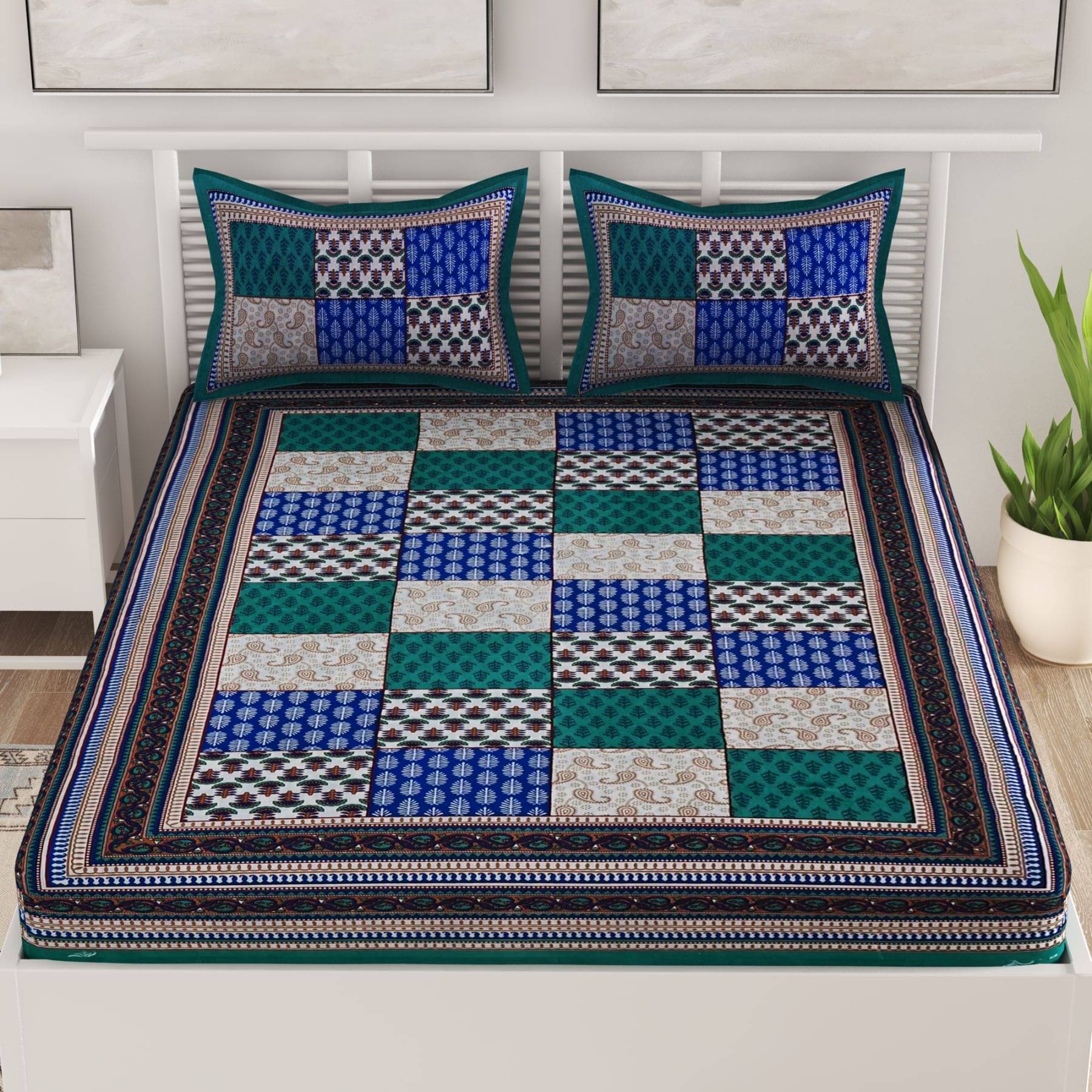 unique choice Cotton Double Bedsheet ( Turquoise ) unique choice Cotton Double Bedsheet ( Turquoise )