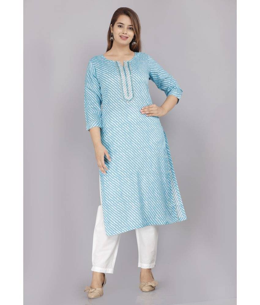     			JC4U - Light Blue Cotton Women's Straight Kurti ( Pack of 1 )